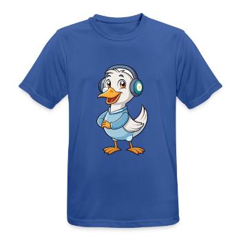 Gans Lustige Zeichentrickfigur Kopfhörer Musik - Männer T-Shirt atmungsaktiv - Royalblau - Vorne - AI Model Male 185 dark (185cm)