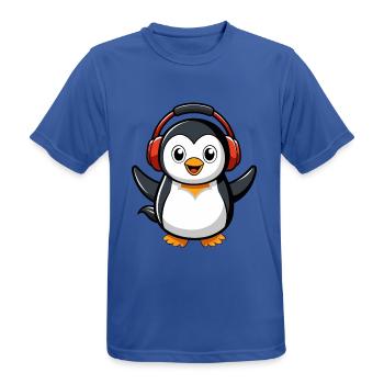 Pinguin Lustige Zeichentrickfigur Kopfhörermusik - Männer T-Shirt atmungsaktiv - Royalblau - Vorne - AI Model Male 185 dark (185cm)