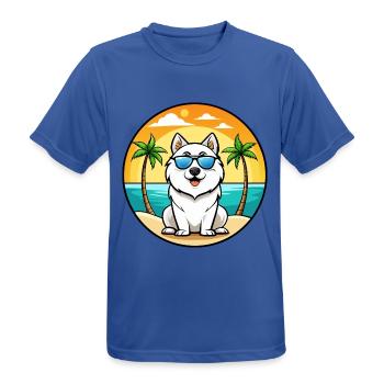 Samoyed Dog Breed Cartoon Sunglasses Beach - Men's Breathable T-Shirt - royal blue - Front - AI Model Male 185 dark (185cm)