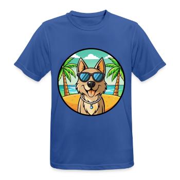 Schäferhund Rasse Cartoon Sonnenbrille Strand - Männer T-Shirt atmungsaktiv - Royalblau - Vorne - AI Model Male 185 dark (185cm)