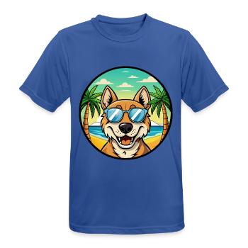 Russischer Jagdhund Rasse Cartoon Sonnenbrille Strand - Männer T-Shirt atmungsaktiv - Royalblau - Vorne - AI Model Male 185 dark (185cm)