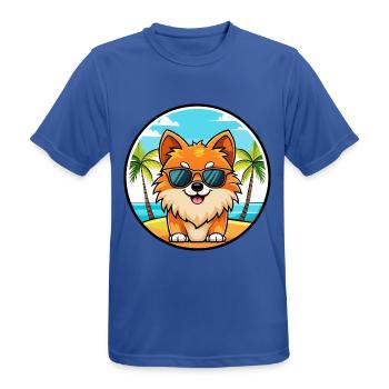 Poméranie Spitz allemand race de chien Cartoon Beach - T-shirt respirant Homme - bleu royal - Devant - AI Model Male 185 dark (185cm)
