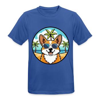 Pembroke Welsh Corgi Hunderasse Cartoon Sonnenbrille - Männer T-Shirt atmungsaktiv - Royalblau - Vorne - AI Model Male 185 dark (185cm)