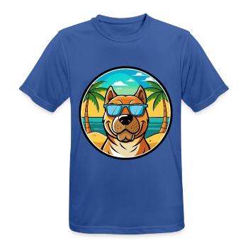 Perro De Presa Canario Hunderasse Cartoon Strand - Männer T-Shirt atmungsaktiv - Royalblau - Vorne - AI Model Male 185 dark (185cm)