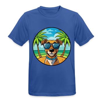 Patterdale Terrier Dog Breed Cartoon Sunglasses - Men's Breathable T-Shirt - royal blue - Front - AI Model Male 185 dark (185cm)