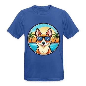 Norwegische Lundehund Hunderasse Cartoon Sonnenbrille - Männer T-Shirt atmungsaktiv - Royalblau - Vorne - AI Model Male 185 dark (185cm)