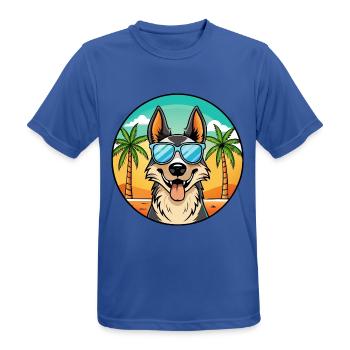 Nordamerikanischer Schäferhund Rasse Cartoon Beach - Männer T-Shirt atmungsaktiv - Royalblau - Vorne - AI Model Male 185 dark (185cm)