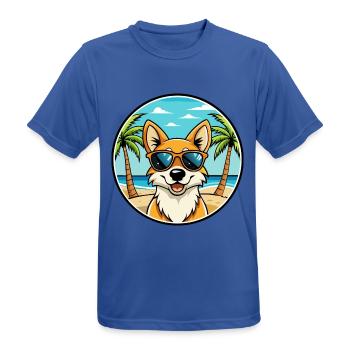 Lunettes de soleil de dessin animé de race de chien chantant de Nouvelle-Guinée - T-shirt respirant Homme - bleu royal - Devant - AI Model Male 185 dark (185cm)