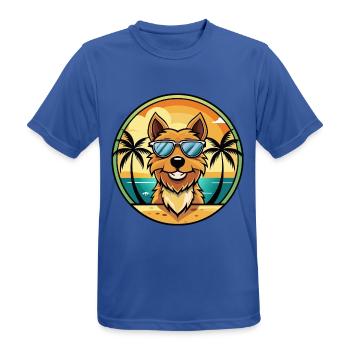 Jagdterrier Hunderasse Cartoon Sonnenbrille Strand - Männer T-Shirt atmungsaktiv - Royalblau - Vorne - AI Model Male 185 dark (185cm)