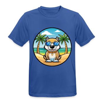 Milieu Asiatique Ovtcharka Chien Race Dessin Animé Plage - T-shirt respirant Homme - bleu royal - Devant - AI Model Male 185 dark (185cm)