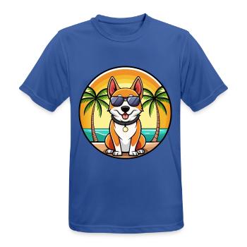 Japanischer Terrier Hund Rasse Cartoon Sonnenbrille Strand - Männer T-Shirt atmungsaktiv - Royalblau - Vorne - AI Model Male 185 dark (185cm)