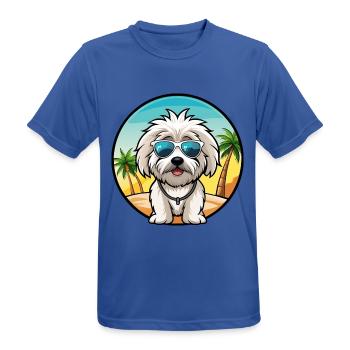 Coton De Tulear Hunderasse Cartoon Sonnenbrille Strand - Männer T-Shirt atmungsaktiv - Royalblau - Vorne - AI Model Male 185 dark (185cm)