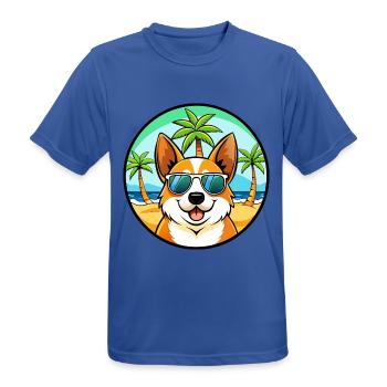 Corgi Hund Rasse Cartoon Sonnenbrille Strand - Männer T-Shirt atmungsaktiv - Royalblau - Vorne - AI Model Male 185 dark (185cm)