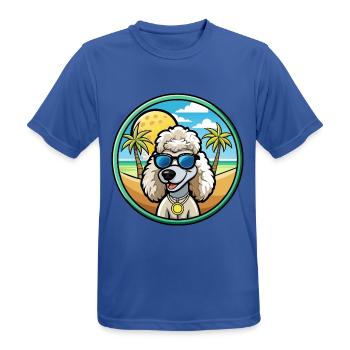 Corded Poodle Dog Breed Cartoon Sunglasses Beach - Men's Breathable T-Shirt - royal blue - Front - AI Model Male 185 dark (185cm)
