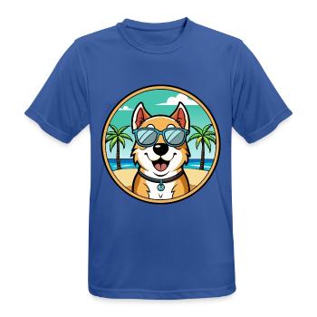 Berger d’Asie centrale Race Cartoon Beach - T-shirt respirant Homme - bleu royal - Devant - AI Model Male 185 dark (185cm)