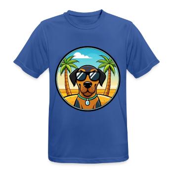 Black And Tan Coonhound Dog Breed Cartoon Beach - Men's Breathable T-Shirt - royal blue - Front - AI Model Male 185 dark (185cm)