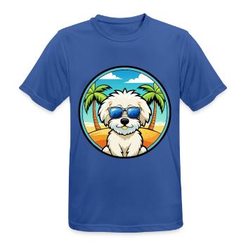 Bichon Frise Hunderasse Cartoon Sonnenbrille Strand - Männer T-Shirt atmungsaktiv - Royalblau - Vorne - AI Model Male 185 dark (185cm)