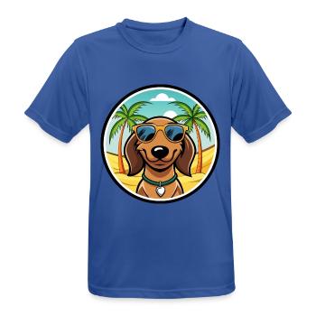 Teckel de Westphalie Race De Chien Dessin Animé Plage - T-shirt respirant Homme - bleu royal - Devant - AI Model Male 185 dark (185cm)