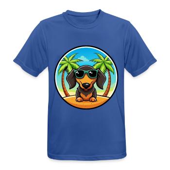 Wirehaired Dachshund Dog Breed Cartoon Sunglasses - Men's Breathable T-Shirt - royal blue - Front - AI Model Male 185 dark (185cm)