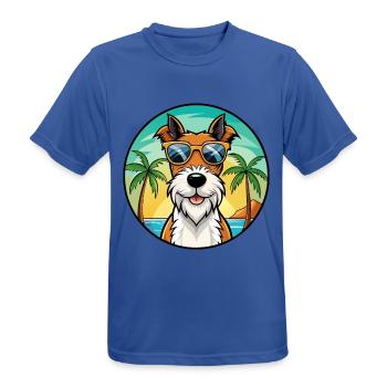 Draht Foxterrier Hunderasse Cartoon Sonnenbrille Strand - Männer T-Shirt atmungsaktiv - Royalblau - Vorne - AI Model Male 185 dark (185cm)