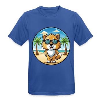 Spielzeug Deutscher Spitz Hund Rasse Cartoon Sonnenbrille Strand - Männer T-Shirt atmungsaktiv - Royalblau - Vorne - AI Model Male 185 dark (185cm)