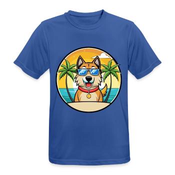 Schäferhund Rasse Cartoon Sonnenbrille Strand - Männer T-Shirt atmungsaktiv - Royalblau - Vorne - AI Model Male 185 dark (185cm)