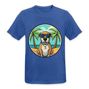 Spanische Dogge Hund Rasse Cartoon Sonnenbrille Strand - Männer T-Shirt atmungsaktiv - Royalblau - Vorne - AI Model Male 185 dark (185cm)