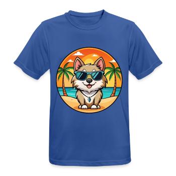 Schwedische Lapphund Hunderasse Cartoon Sonnenbrille Strand - Männer T-Shirt atmungsaktiv - Royalblau - Vorne - AI Model Male 185 dark (185cm)