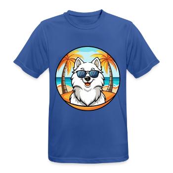 Samoyed Dog Breed Cartoon Sunglasses Beach - Men's Breathable T-Shirt - royal blue - Front - AI Model Male 185 dark (185cm)