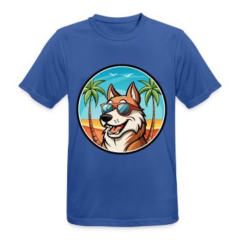 Russischer Jagdhund Rasse Cartoon Sonnenbrille Strand - Männer T-Shirt atmungsaktiv - Royalblau - Vorne - AI Model Male 185 dark (185cm)