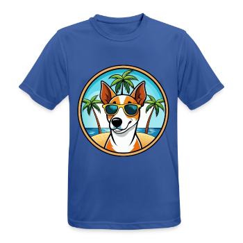 Glatte Foxterrier Hunderasse Cartoon Sonnenbrille - Männer T-Shirt atmungsaktiv - Royalblau - Vorne - AI Model Male 185 dark (185cm)