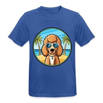 Pudel Hund Rasse Cartoon Sonnenbrille Strand - Männer T-Shirt atmungsaktiv - Royalblau - Vorne - AI Model Male 185 dark (185cm)