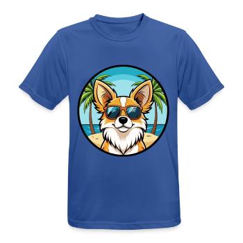 Papillon Hunderasse Cartoon Sonnenbrille Strand - Männer T-Shirt atmungsaktiv - Royalblau - Vorne - AI Model Male 185 dark (185cm)