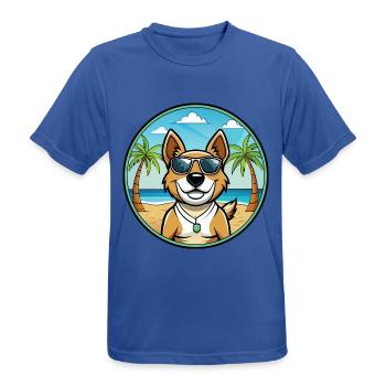 Teddy Roosevelt Terrier Hunderasse Cartoon Strand - Männer T-Shirt atmungsaktiv - Royalblau - Vorne - AI Model Male 185 dark (185cm)