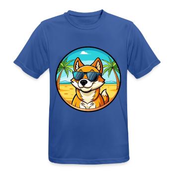 Lunettes de soleil de dessin animé de race de chien chantant de Nouvelle-Guinée - T-shirt respirant Homme - bleu royal - Devant - AI Model Male 185 dark (185cm)