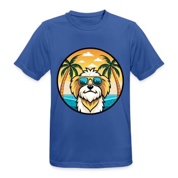 Lhasa Apso Hunderasse Cartoon Sonnenbrille Strand - Männer T-Shirt atmungsaktiv - Royalblau - Vorne - AI Model Male 185 dark (185cm)