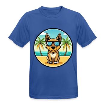 Lancashire Heeler Hunderasse Cartoon Sonnenbrille Strand - Männer T-Shirt atmungsaktiv - Royalblau - Vorne - AI Model Male 185 dark (185cm)