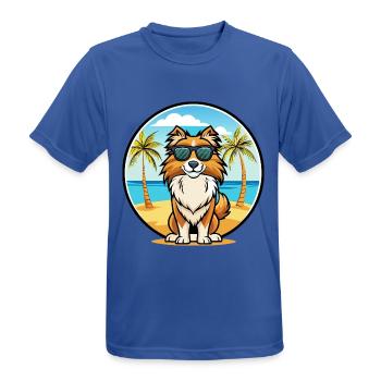 Berger anglais Chien Race Dessin Animé Lunettes De Soleil Plage - T-shirt respirant Homme - bleu royal - Devant - AI Model Male 185 dark (185cm)