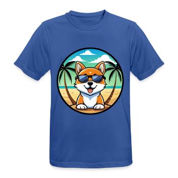 Hokkaido Dog Breed Cartoon Sunglasses Beach - Men's Breathable T-Shirt - royal blue - Front - AI Model Male 185 dark (185cm)