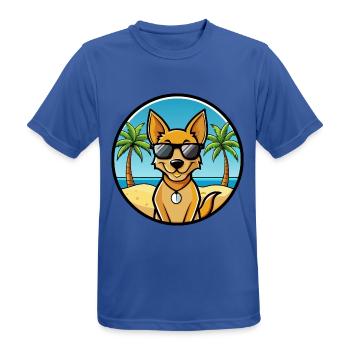 Dingo Hund Rasse Cartoon Sonnenbrille Strand - Männer T-Shirt atmungsaktiv - Royalblau - Vorne - AI Model Male 185 dark (185cm)
