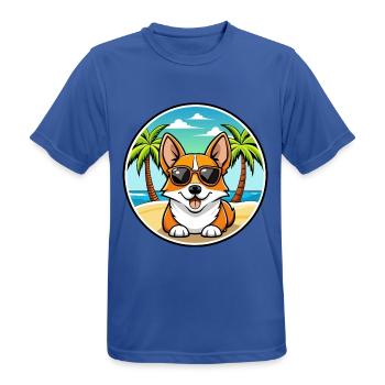 Corgi Hund Rasse Cartoon Sonnenbrille Strand - Männer T-Shirt atmungsaktiv - Royalblau - Vorne - AI Model Male 185 dark (185cm)
