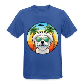 Coton De Tulear Hunderasse Cartoon Sonnenbrille Strand - Männer T-Shirt atmungsaktiv - Royalblau - Vorne - AI Model Male 185 dark (185cm)