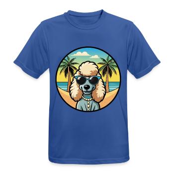 Corded Poodle Dog Breed Cartoon Sunglasses Beach - Men's Breathable T-Shirt - royal blue - Front - AI Model Male 185 dark (185cm)