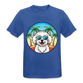 Bichon Frise Hunderasse Cartoon Sonnenbrille Strand - Männer T-Shirt atmungsaktiv - Royalblau - Vorne - AI Model Male 185 dark (185cm)