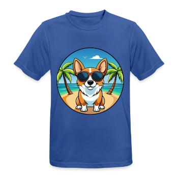 Strickjacke Welsh Corgi Hund Rasse Cartoon Sonnenbrille - Männer T-Shirt atmungsaktiv - Royalblau - Vorne - AI Model Male 185 dark (185cm)
