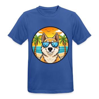 Berger d’Asie centrale Race Cartoon Beach - T-shirt respirant Homme - bleu royal - Devant - AI Model Male 185 dark (185cm)