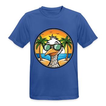 Straußen, Lustig, Cartoon, Sommer, Strand, Sonnenbrille, Cool - Männer T-Shirt atmungsaktiv - Royalblau - Vorne - AI Model Male 185 dark (185cm)