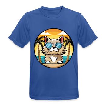 Selkirk Rex Cat Breed Cartoon Lunettes de soleil Beach - T-shirt respirant Homme - bleu royal - Devant - AI Model Male 185 dark (185cm)