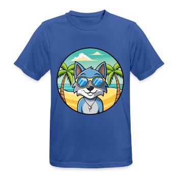 Russische blaue Katzenrasse Cartoon Sonnenbrille Strand - Männer T-Shirt atmungsaktiv - Royalblau - Vorne - AI Model Male 185 dark (185cm)