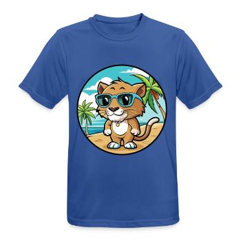 Baby Katze Rasse Cartoon Sonnenbrille Strand - Männer T-Shirt atmungsaktiv - Royalblau - Vorne - AI Model Male 185 dark (185cm)